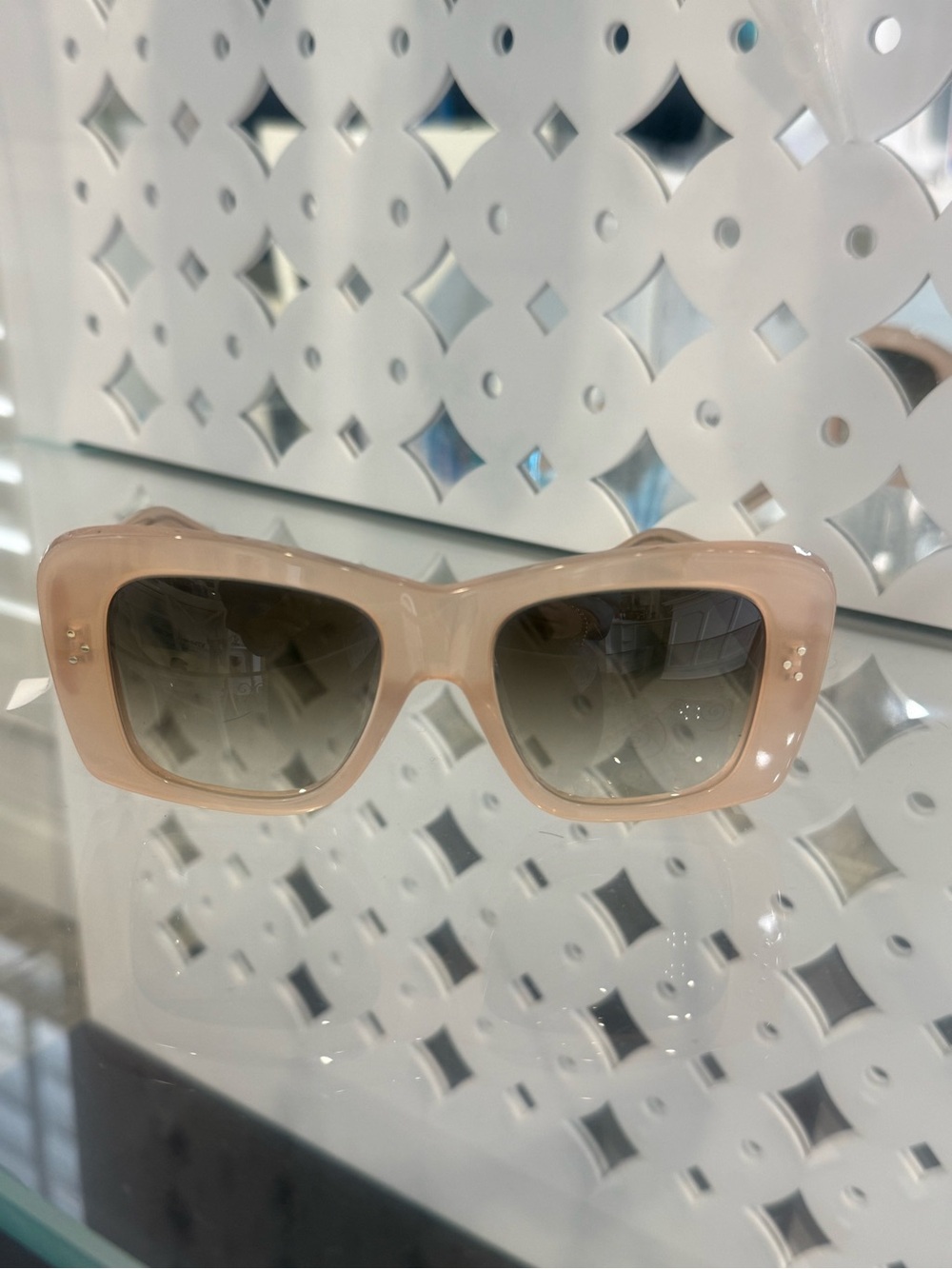 Celine Square Frame Sunglasses in Blush Pink with Gradient Lenses